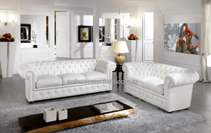 sofá chesterfield branco 3 e 2 lugares